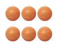 Spaas 6x Candela a sfera in stile rustico 80 mm 24 ore, arancione