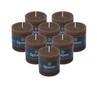 Spaas 8x Candela pilastro in stile rustico 70/70 mm 25 ore, marrone scuro