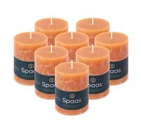 Spaas 8x Candela pilastro in stile rustico 70/95 mm 35 ore, arancione