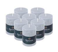 Spaas 8x Candela pilastro in stile rustico 70/95 mm 35 ore, azzurro