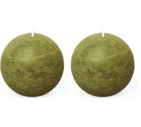 Spaas Candela a sfera in stile rustico 80 mm 24 ore, verde oliva (Confezione da 2)