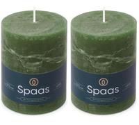 Spaas - Candela pilastro in stile rustico, 80/110 mm, 65 ore, verde scuro (Confezione da 2)