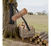 Spaccalegna manuale in ghisa, supporto da parete portatile, spaccalegna per interni ed esterni, con 2 manici estraibili, supporto per legna da ardere, guanti e sacchetti per legna da ardere
