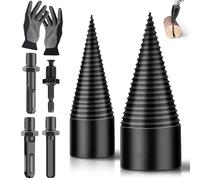 Spaccalegna per Trapano per Legno, 31mm+41mm Cono per Vite Spaccalegna con 4 Manici per Trapano, Spaccalegna Cono di Legno, per Legno da Ardere per la Casa