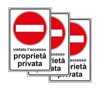 SPACE - 3 Cartelli Vietato l'Accesso Proprietà Privata 20cm x 30cm - Resistente UV - Impermeabile - Facile da installare - Fori inclusi