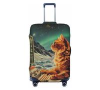 Space Adventurer - Copribagagli da viaggio con gatto, elastici, 45-81 cm, Nero , M