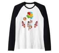 Space Astronaut Cat Master Builder Building Blocks Bricks Maglia con Maniche Raglan