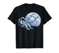 Space Astronaut On The Moon Drinking Coffee Maglietta