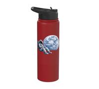 Space Astronaut On The Moon Drinking Coffee Stainless Steel Insulated Water Bottle