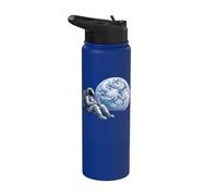 Space Astronaut On The Moon Drinking Coffee Stainless Steel Insulated Water Bottle