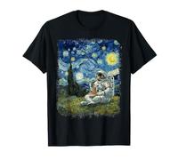 Space Astronaut Pasta e Spaghetti Starry Night Style Maglietta