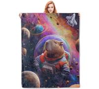 Space Capybara Astronaut Cosmic Planets And Rainbow Coperta Divano Soffice Coperta da Viaggio Calda Blanket per Quattro Stagioni Poltrona Adulti 150x200cm