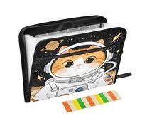 Space Cat, adorabile cartella portadocumenti a fisarmonica con 13 tasche, colore nero, espandibile, con cerniera, per lavoro e casa