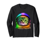 Space Cat Astronaut in Galaxy Funny Cats Lover Maglia a Manica