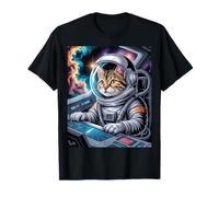Space Cat Astronaut Retro Style Outer Galaxy Universe Maglietta