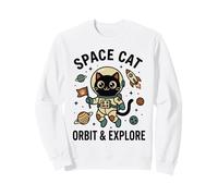 Space Cat Astronauta Orbit & Explore Cute Kawaii Cat Rocket Felpa