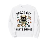 Space Cat Astronauta Orbit & Explore Cute Kawaii Cat Rocket Felpa