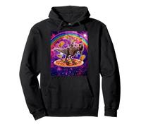Space Cat Lover Riding Dinosaur T Rex Unicorn Pizza Taco Felpa con Cappuccio