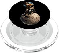 Space Cat Moon Smoking Divertente Amante dei Gatti PopSockets PopGrip per MagSafe