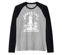 Space Cat On Mushrooms Cosmic Journey Maglia con Maniche Raglan