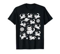 Space Cat Pattern Retro Astronaut Kitty Kawaii Cat in Space Maglietta