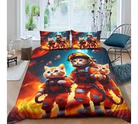 space cats adventureSet Di Copripiumino microfibra 3 Pezzi stampa 3D con cerniera cartoon sci-fi copripiumino con federa traspirante ultra morbido e traspirante for bambini Single（135x200cm）