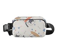 Space Cats Beige Marsupio da donna impermeabile grande marsupio carino per donne, gatti spaziali beige, 20,3 x 13,5 x 5,8 cm, divertente carino, gatti spaziali beige, 20,3 x 13,5 x 5,8 cm, divertente