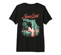 Space Coast Surfer Rocket Lancio Surf Maglietta Premium