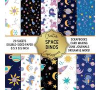 Space Dinos Patterned Double-Sided Square Craft Paper 8.5" x 8.5": Decorative Specialty Paper for Scrapbooks, Junk Journals, Origami, Cardmaking