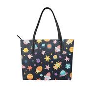 Space Element - Borsa a mano da donna, in pelle vegana, con stella colorata, con manico superiore, grande borsa a tracolla per tutti i giorni, lavoro e viaggi