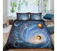 space explorationSet Di Copripiumino 3 Pezzi stampa 3D con cerniera cosmic adventure style copripiumino con federa soffice ultra morbido e traspirante for bambini adulti ragazzi King（220x240cm）