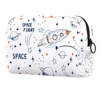 Space Flight Rocket Planet Stars Trousse per cosmetici da donna, borsa da viaggio grande per trucchi pratica borsa organizer con cerniera, Multi, 18.5x7.5x13cm/7.3x3x5.1in, Beauty case