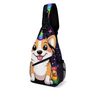 Space Galaxy Rainbow Uni-Corn Corgi Dog Black Unisex Borsa A Tracolla Antifurto Zaino Monospalla Casual Sling Bag Per Sportiva Outdoor Campeggio