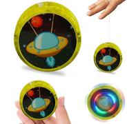 Space Galaxy Yoyo giallo luminoso da 5,5 cm, Yo-Yo reattivo per principianti, cuscinetto in plastica ad alta velocità, include corda e batterie, bomboniere, bambini e adulti