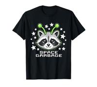 Space Garbage Cute Raccoon Alien Halftone Space Typography Maglietta