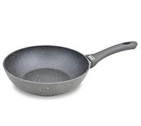 Space Home - Padella Wok di Alluminio Forgiato con Antiaderente StoneTech a 5 Strati - Grigio Effetto Pietra - Ø 24 cm