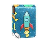 Space Icon Set Lip Gloss Holder Rossetto Caso Portatile Makeup Bag Viaggio Rossetto Organizer Case con Specchio Mini Rossetto Scatola di Immagazzinaggio per le Donne, Multicolore, 9.5x2x7