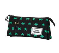 Space Invaders Army-Astuccio Triplo ECO, Nero, 23 x 11 cm