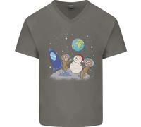 Space Monkeys Alieni UFO Pupazzo Di Neve Natalizio T-Shirt In Cotone A V