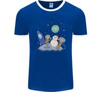Space Monkeys Aliens UFO Natale Pupazzo Di Neve Uomo Ringer T-Shirt FotL