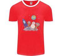Space Monkeys Aliens UFO Natale Pupazzo Di Neve Uomo Ringer T-Shirt FotL