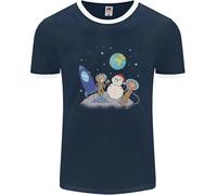 Space Monkeys Aliens UFO Natale Pupazzo Di Neve Uomo Ringer T-Shirt FotL