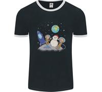 Space Monkeys Aliens UFO Natale Pupazzo Di Neve Uomo Ringer T-Shirt FotL