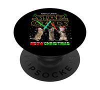 Space New Year Eve Christmas Cats Meow Style Illustration PopSockets PopGrip Adesivo