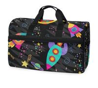 Space Objects Planets Borsone da viaggio per uomini, donne, ragazzi, ragazze, adolescenti, borsa sportiva oversize con scomparto per scarpe, per la notte, il fine settimana, yoga, allenamento, borsa