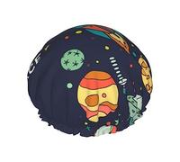 Space Pattern Cuffia da a e cuffia da bagno per donna,Cuffie da a reversibili oversize impermeabili Grandi progettate per tutte le lunghezze di capelli,Cuffia elastica riutilizzabile per c