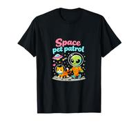 Space Pet Patrol Carino UFO Alieno Spazio Gatto Gioco di Parole Maglietta