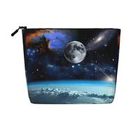 Space Planet, borsa per il trucco, impermeabile, di grande capacità, con cerniera, per viaggi, lavoro, casa, multifunzione, borsa per il trucco, portamonete, Nero , Taglia unica