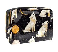 Space Planet Howling Wolf - Trousse da donna, per articoli da toeletta da viaggio, grande, in PVC, con cerniera, Multi, 18.5x7.5x13cm/7.3x3x5.1in, Beauty case