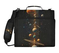Space Planet Pattern Zipper 3 Ring Binder Bag | Portfolio Organizer con anelli da 5,1 cm, adatto per laptop da 14 pollici, per scuola e ufficio